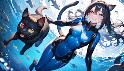 黒猫さんもダイビングに来たみたいです