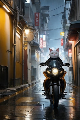 路地裏をバイクで疾走する猫…！！