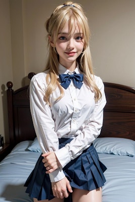 AIイラスト貧乳ロリ顔　エロ画像　服ぺちゃん　18歳女子校生海外コスプレイヤー　ベッドで待ってますよ