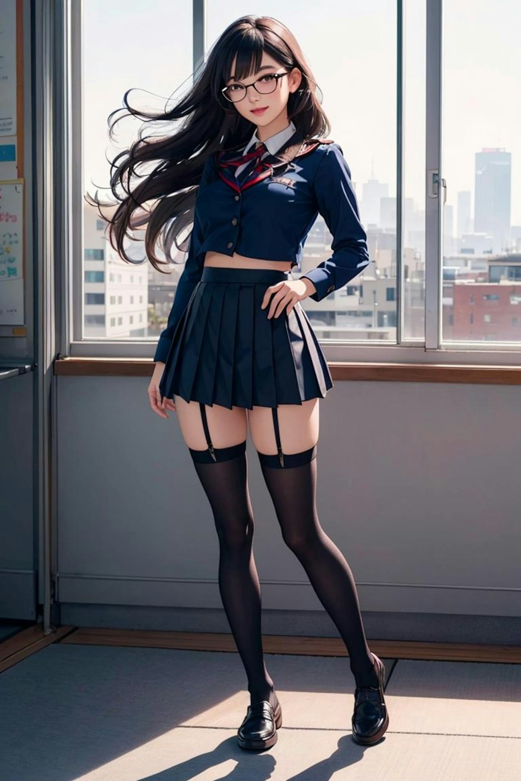 黒髪美脚女子高生