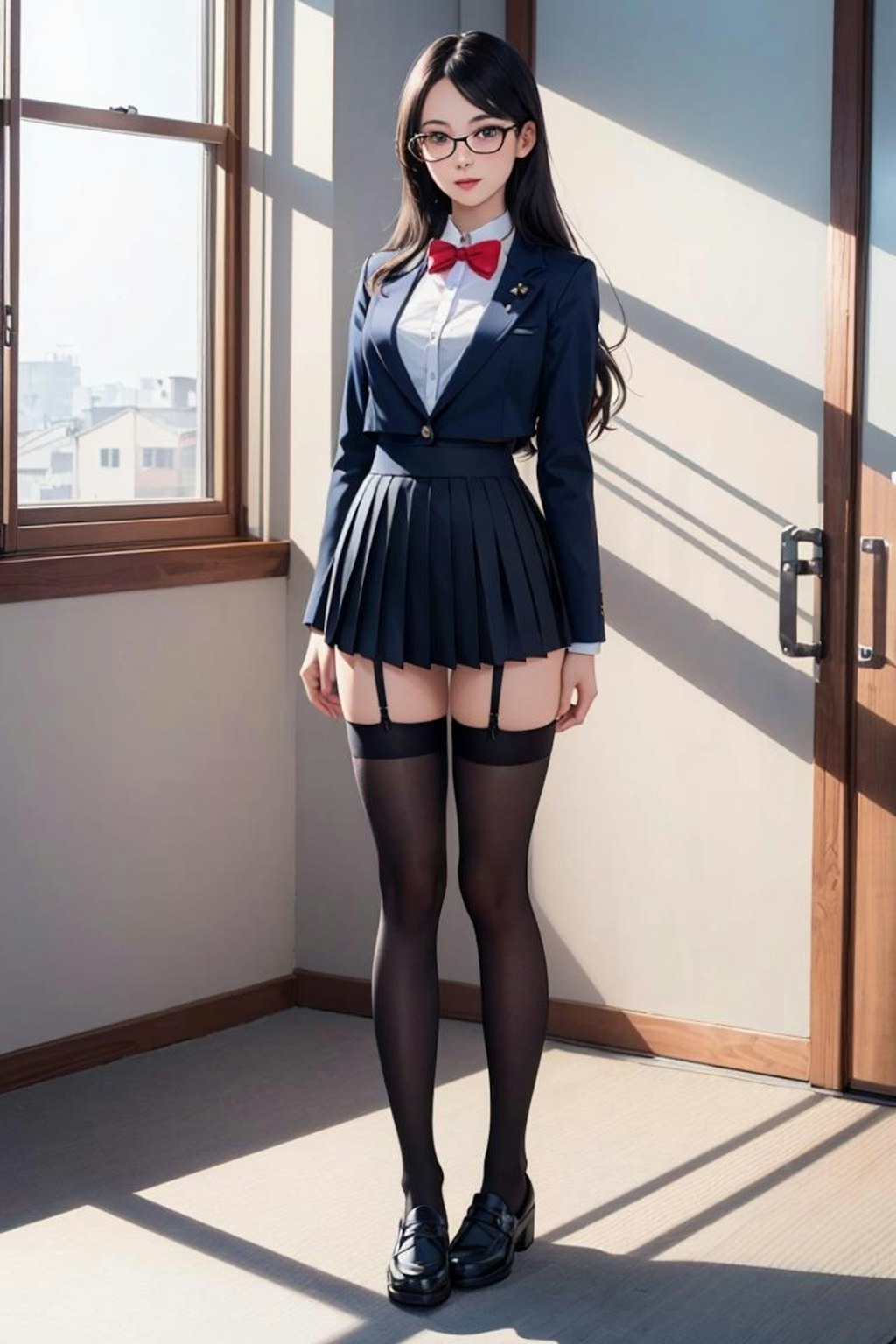 黒髪美脚女子高生