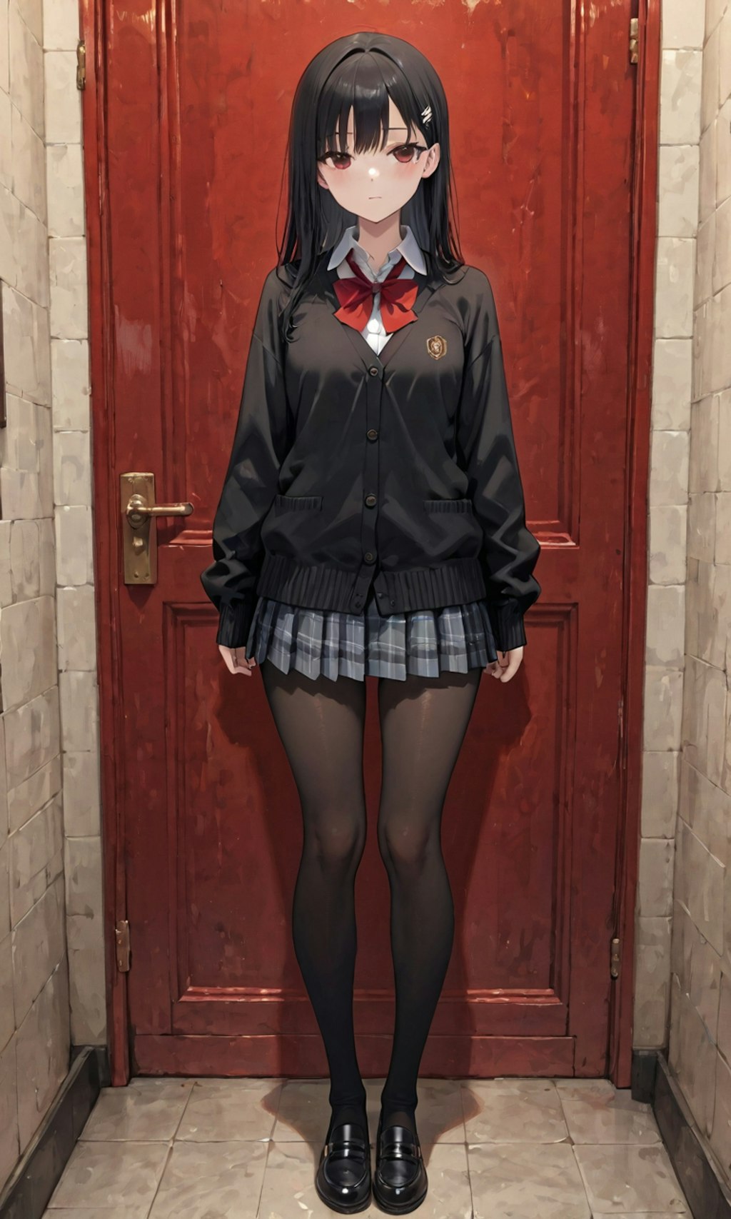 扉の前に立ち塞がる子