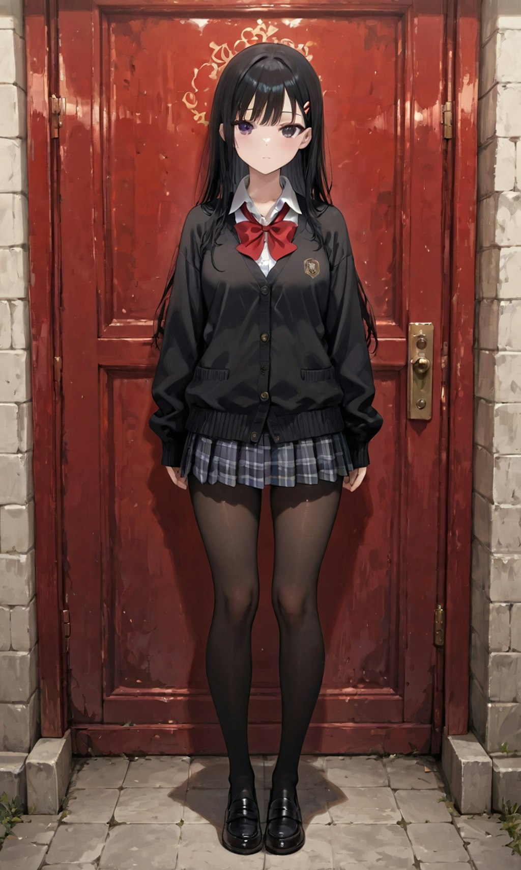 扉の前に立ち塞がる子