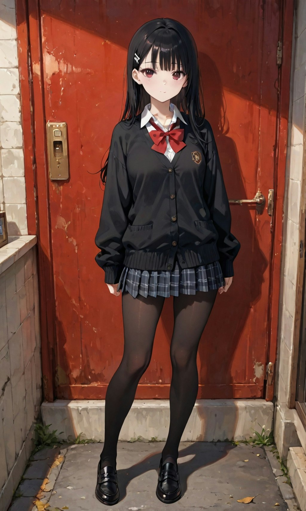 扉の前に立ち塞がる子