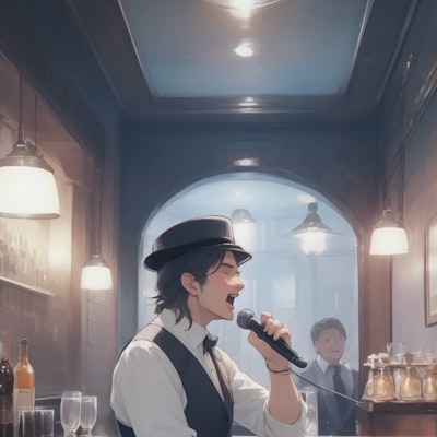 Man singing in a bar