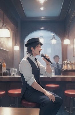Man singing in a bar