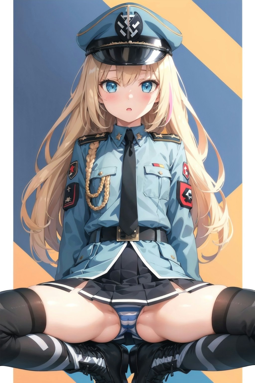 軍服縞パン少女