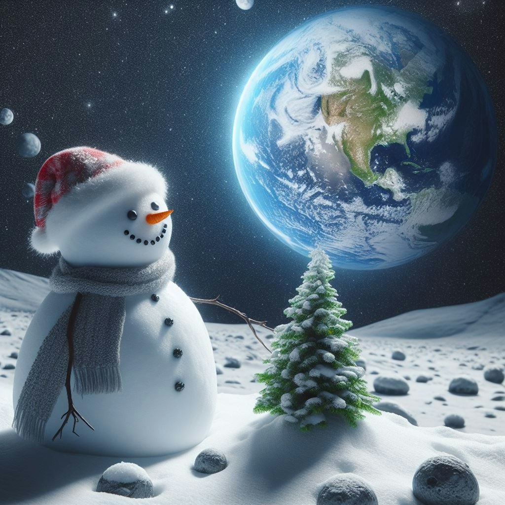 月の雪男　snowman in moon