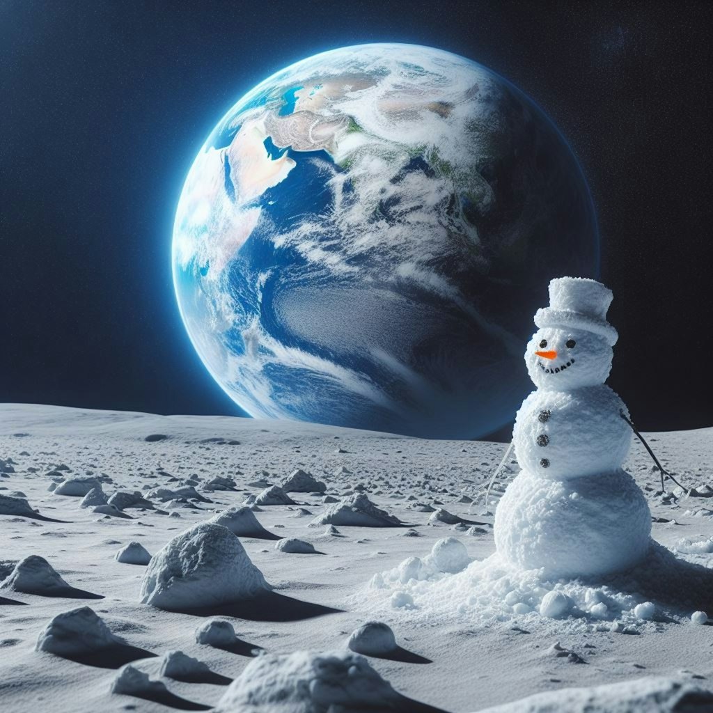 月の雪男　snowman in moon