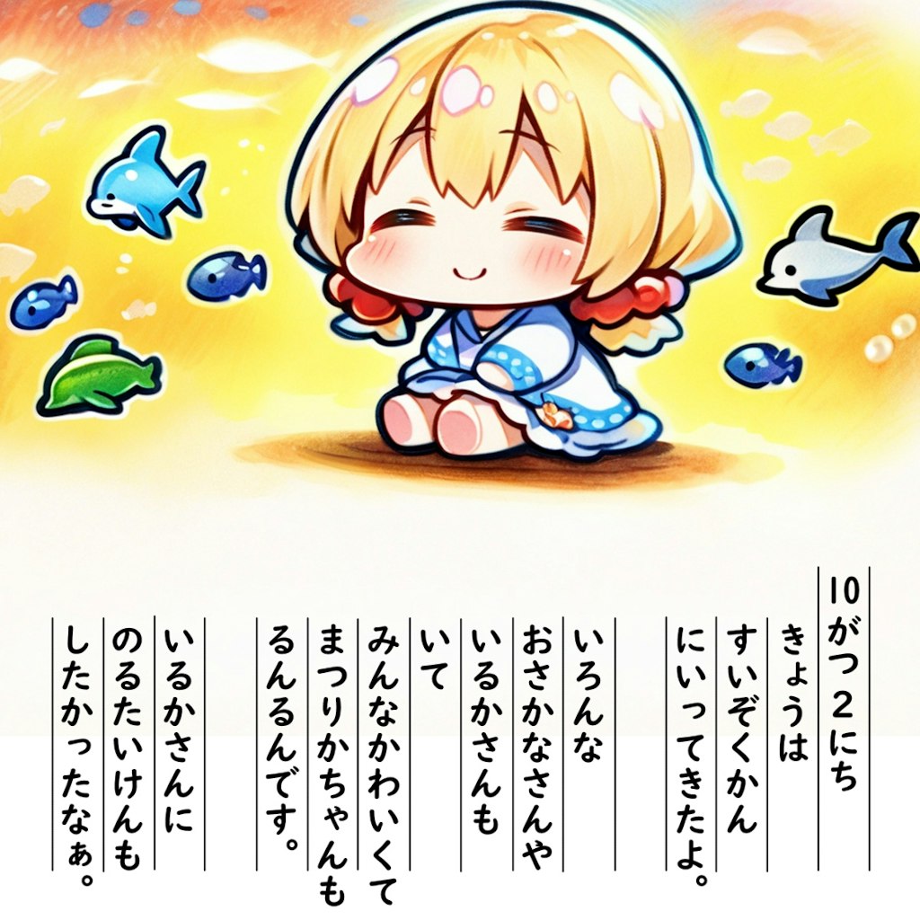 【絵日記】すいぞくかんにいったよ♪