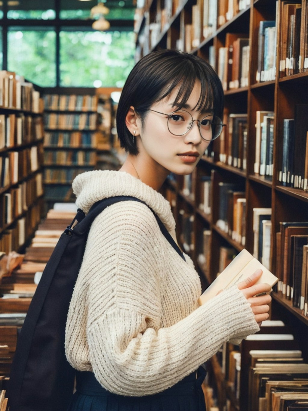 図書館にて