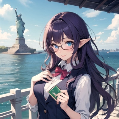 自由の女神にて At the Statue of Liberty