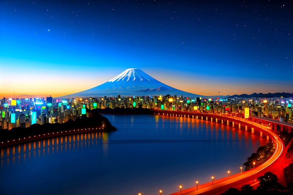 富士山と夜景　GARNET