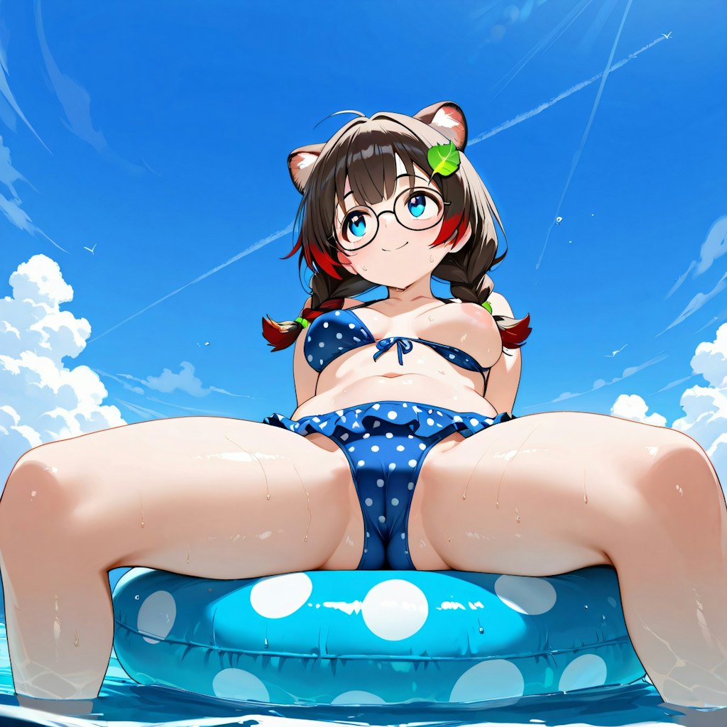 浮き輪でゆったりと