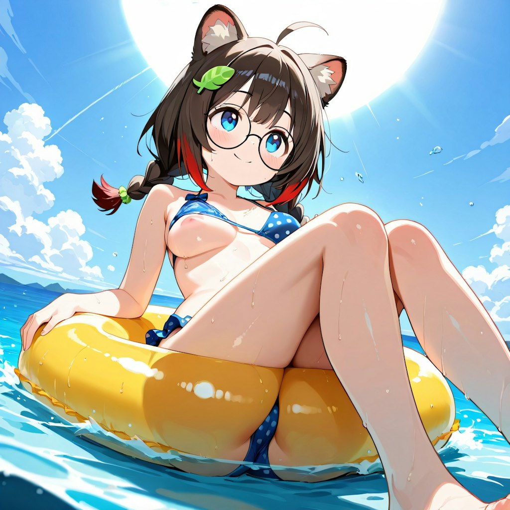浮き輪でゆったりと