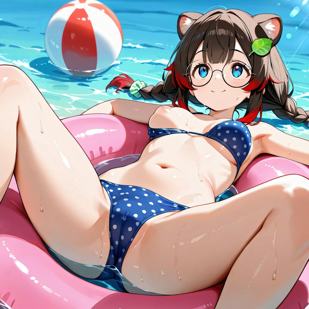 浮き輪でゆったりと