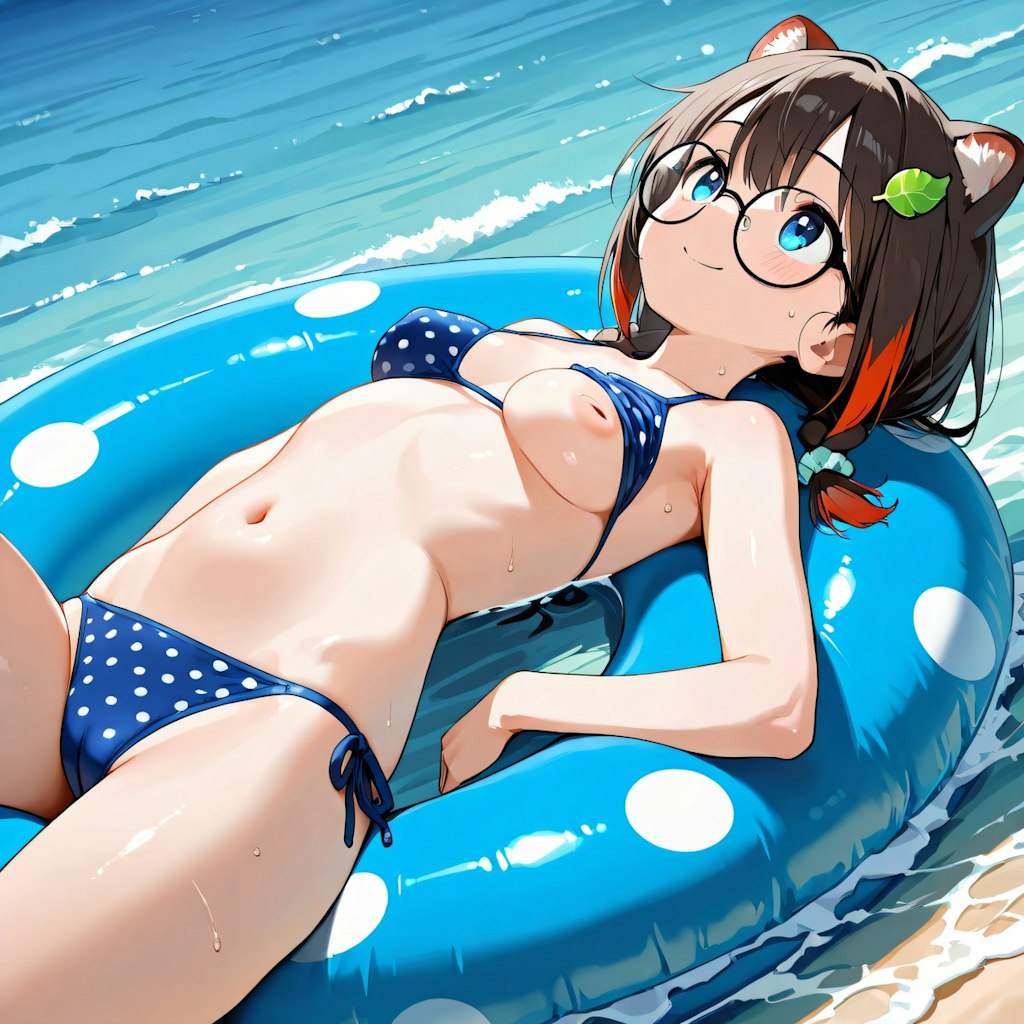 浮き輪でゆったりと