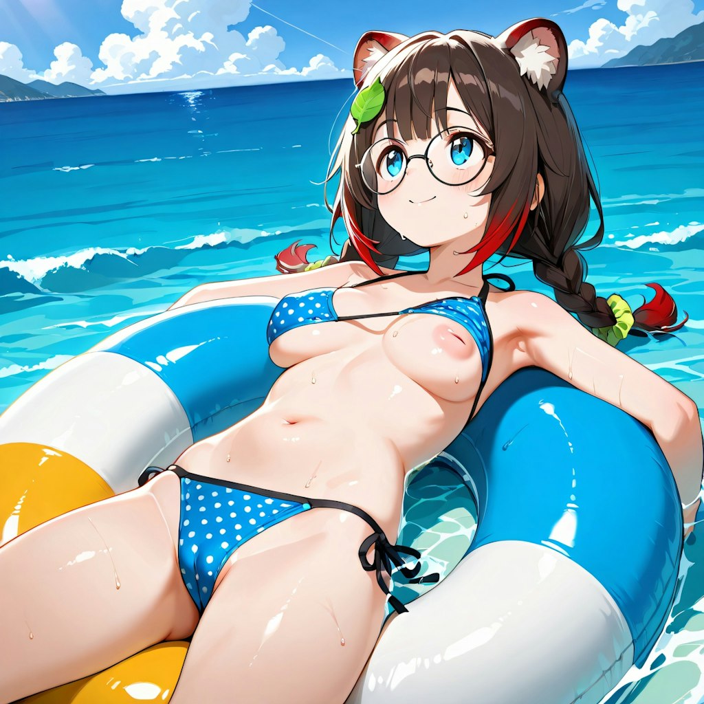 浮き輪でゆったりと