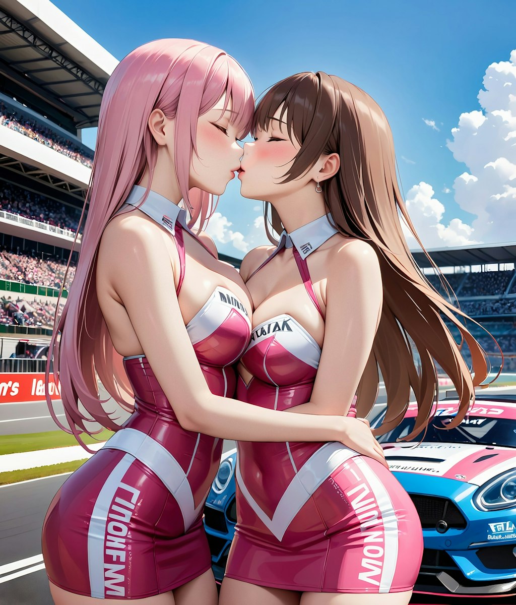 年末企画 イラスト調キスするレースクイーン　２