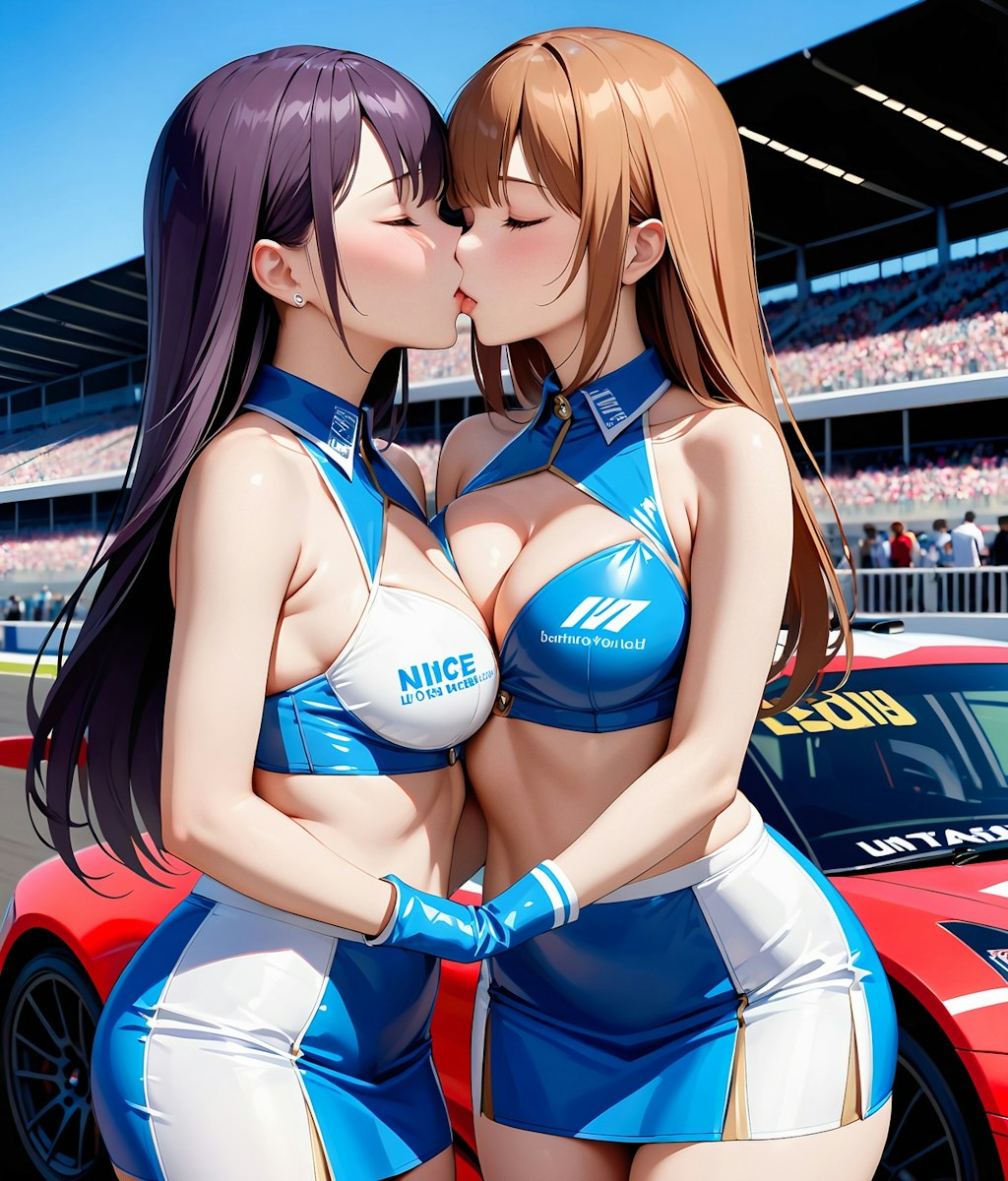 年末企画 イラスト調キスするレースクイーン　２