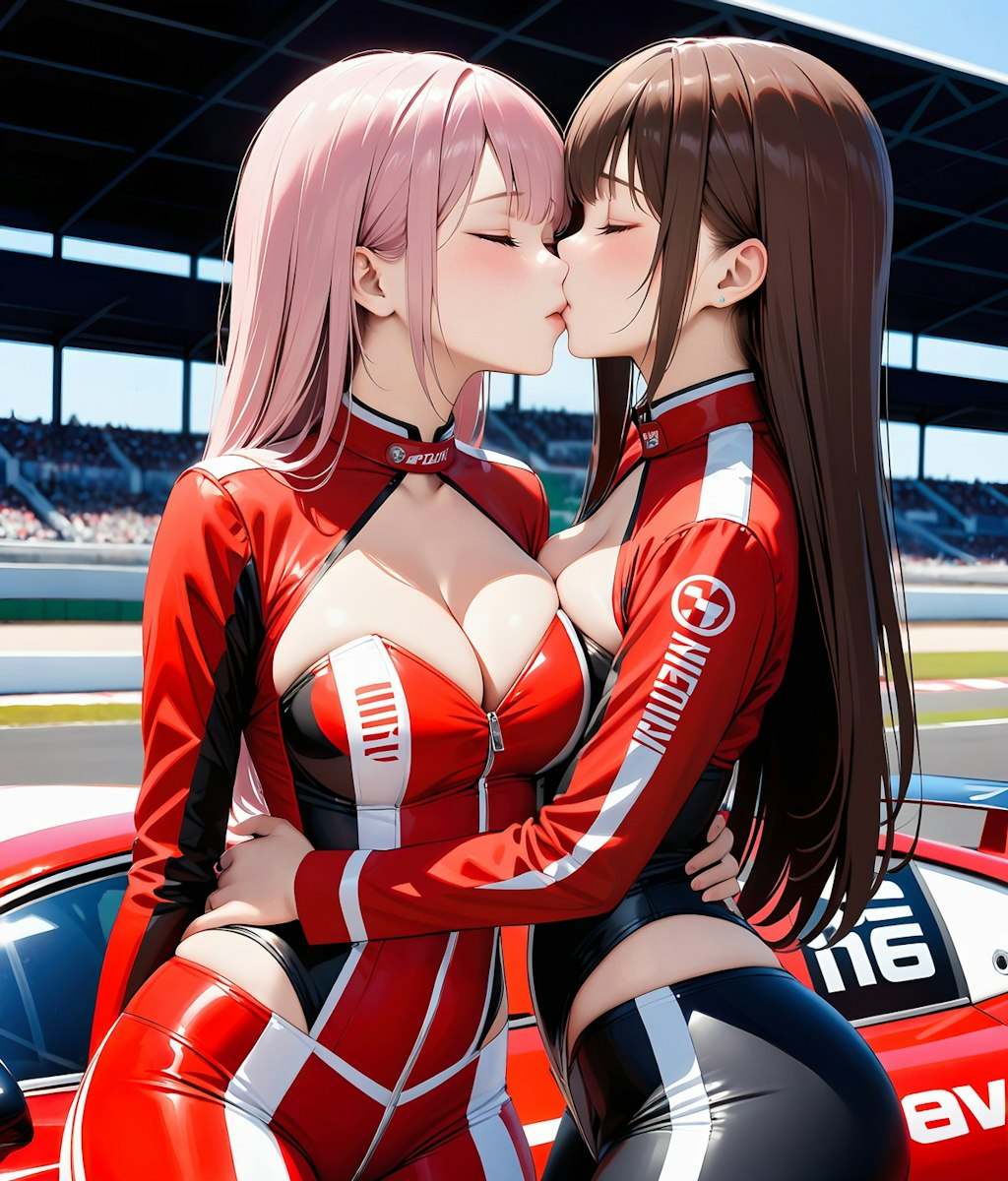 年末企画 イラスト調キスするレースクイーン　２