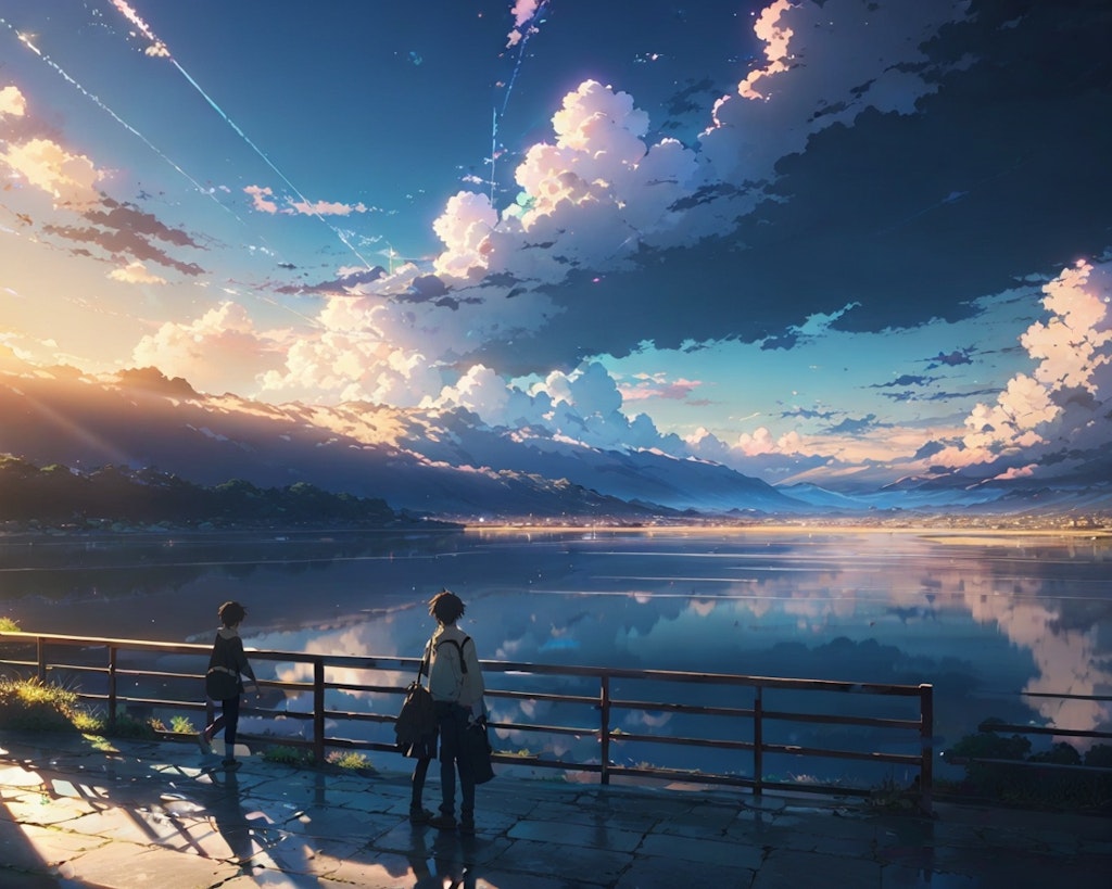 海,空,雲,道路(wallpapper lora test)