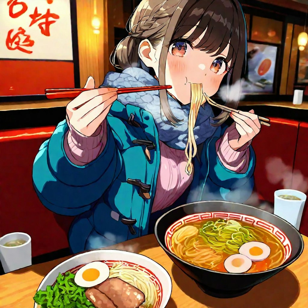 ラーメン食べる