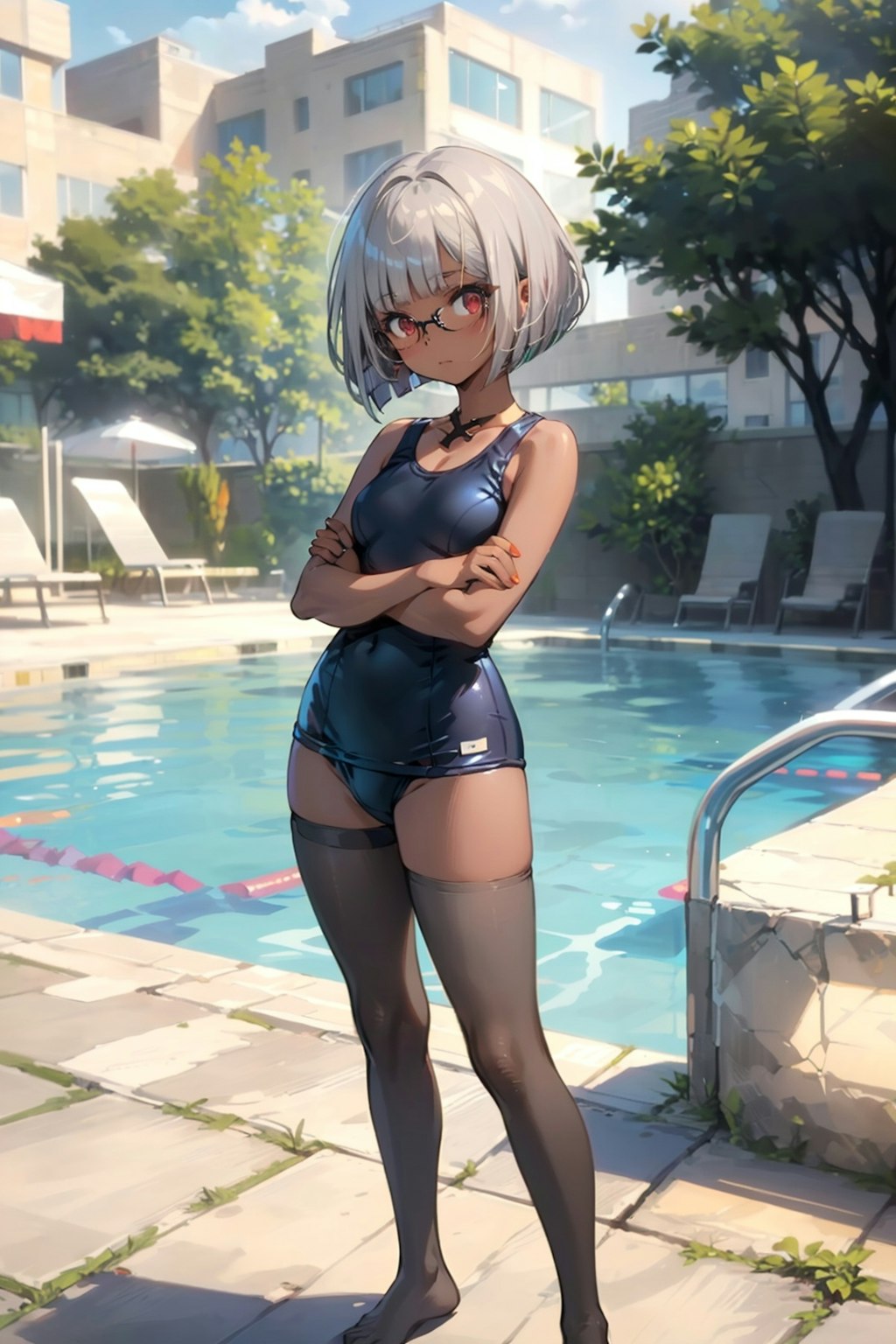 スク水タイツの眼鏡っ娘