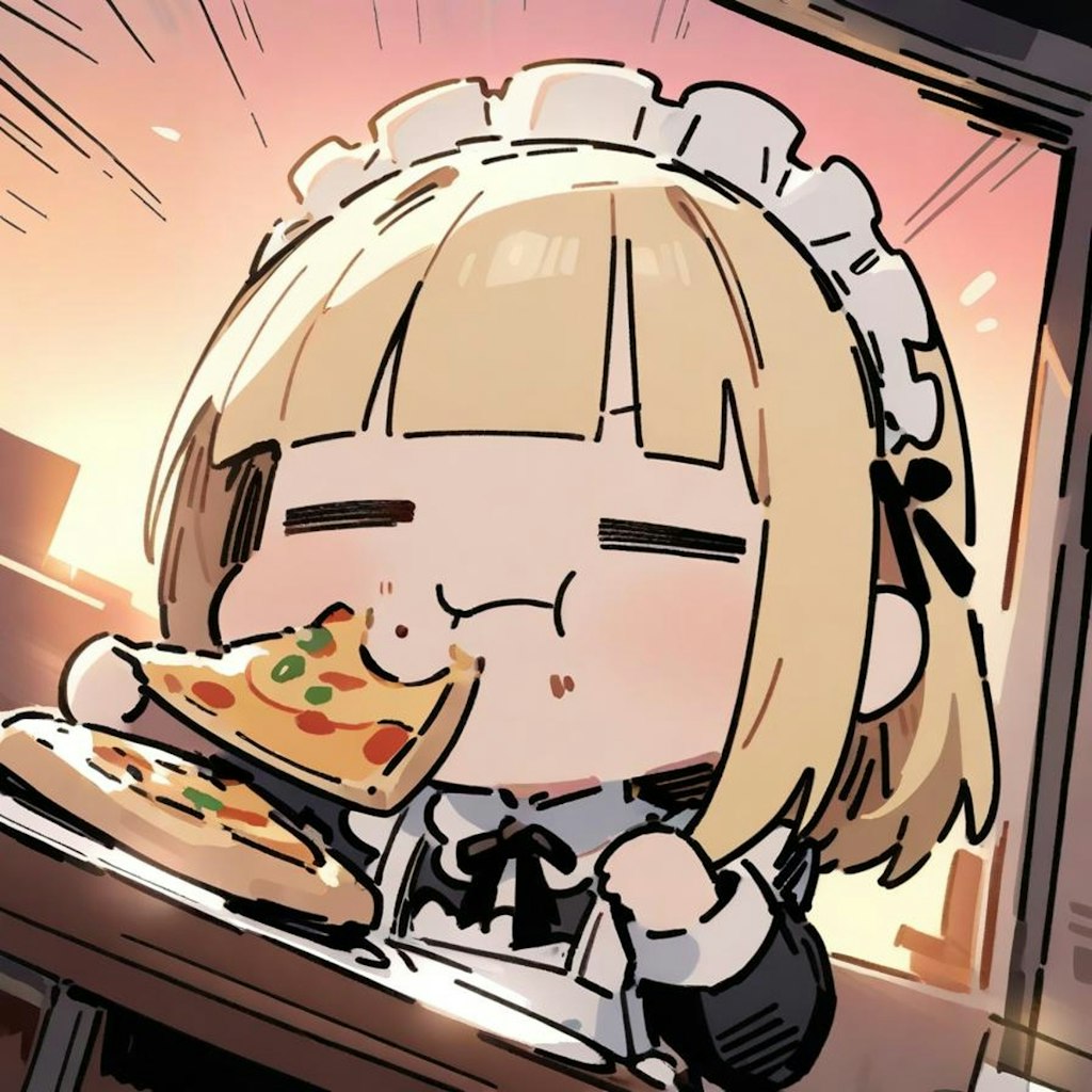 MP回復中の脱力系メイドちゃん🍕☕🚬