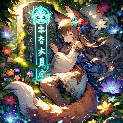 石碑の守護狐