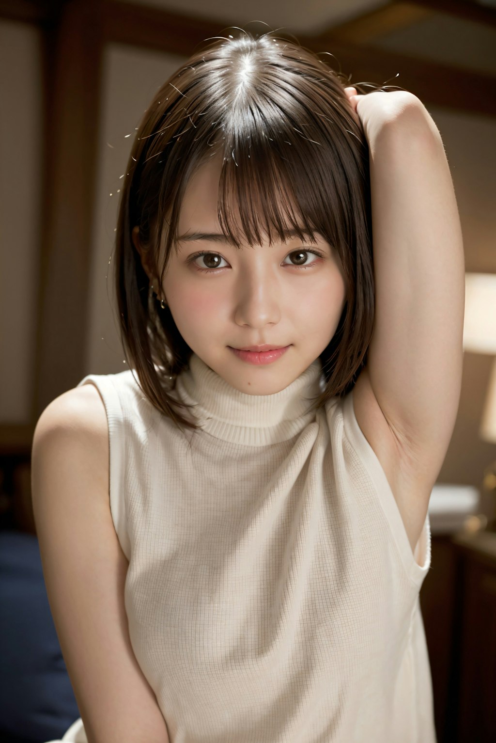 頬を赤くしている女性 2
