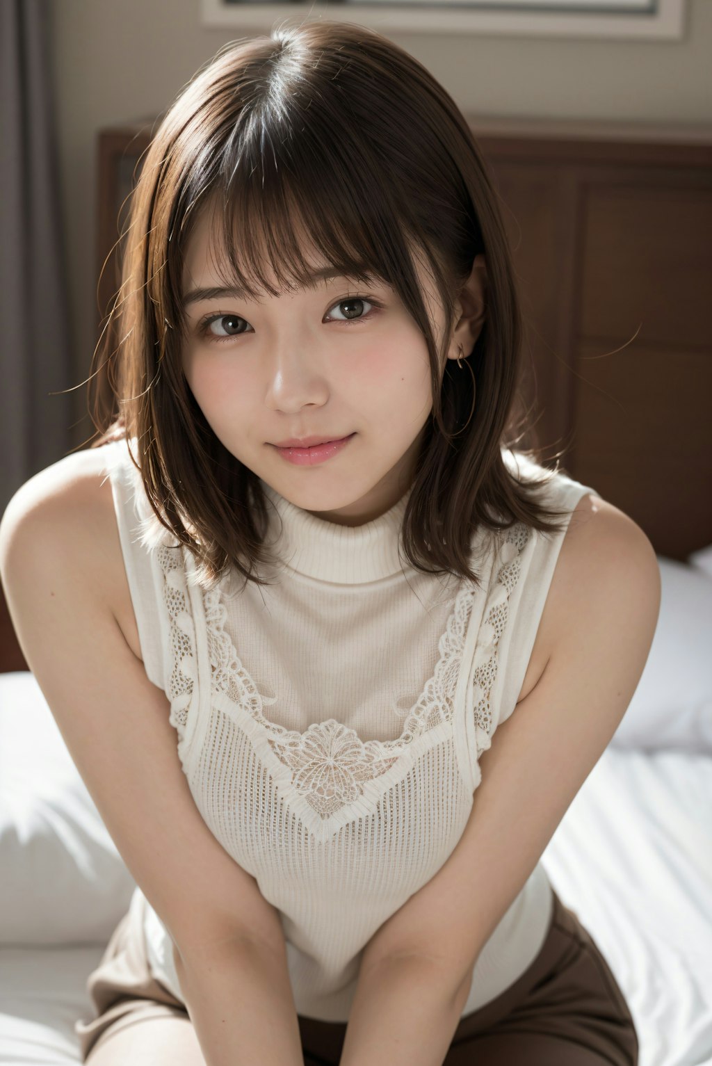 頬を赤くしている女性 2