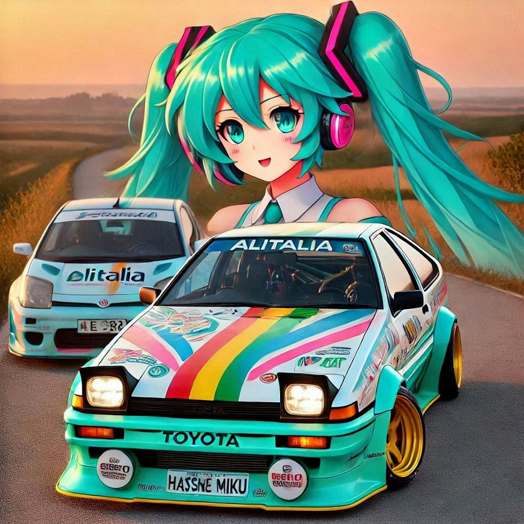 アリタリアカラー❔AE86レーシングカーと初音ミク