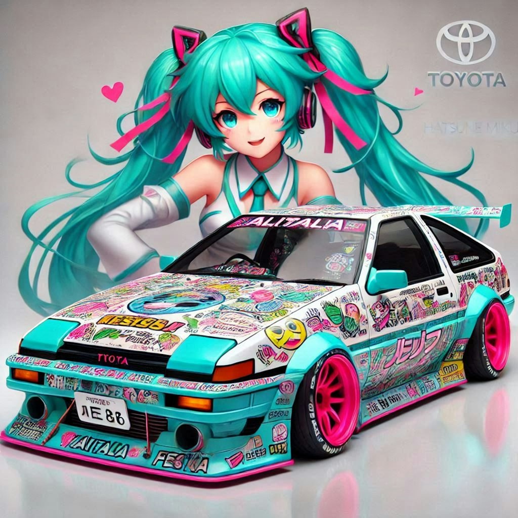 アリタリアカラー❔AE86レーシングカーと初音ミク