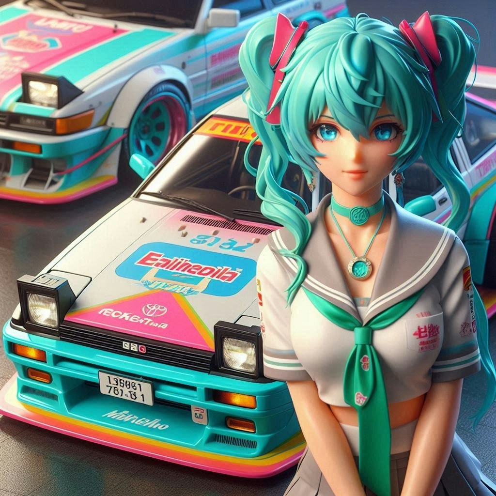 アリタリアカラー❔AE86レーシングカーと初音ミク