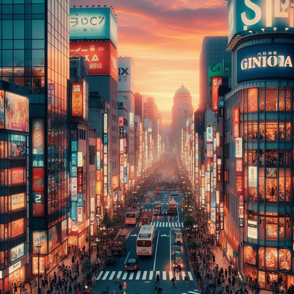 銀座の夕日