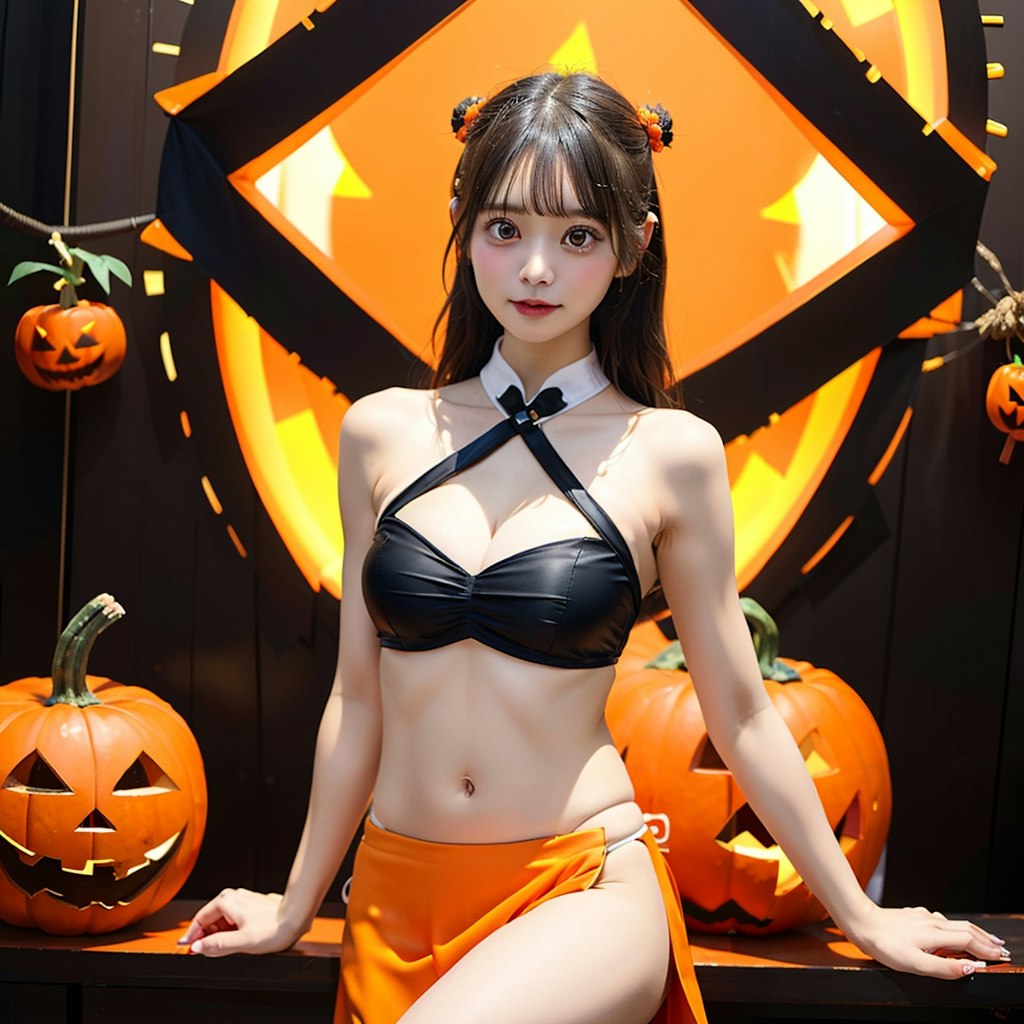 ハロウィンのチャイナドレスのAI美女です