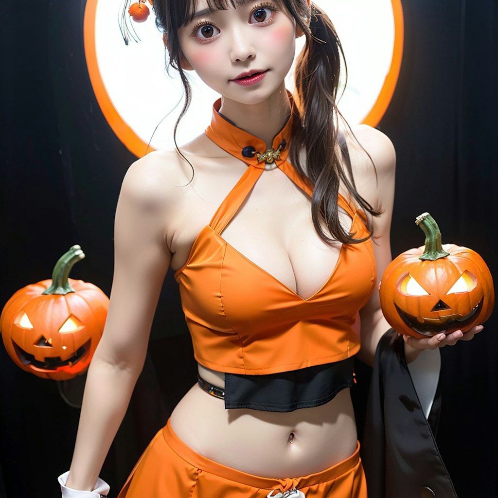 ハロウィンのチャイナドレスのAI美女です