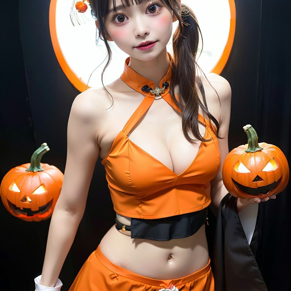 ハロウィンのチャイナドレスのAI美女です