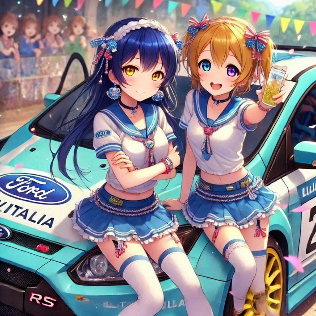 ラブライブキャラとアリタリアカラーフォードフォーカスラリーカー