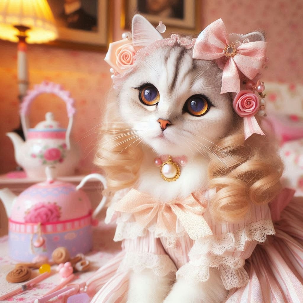 お茶会に来た猫