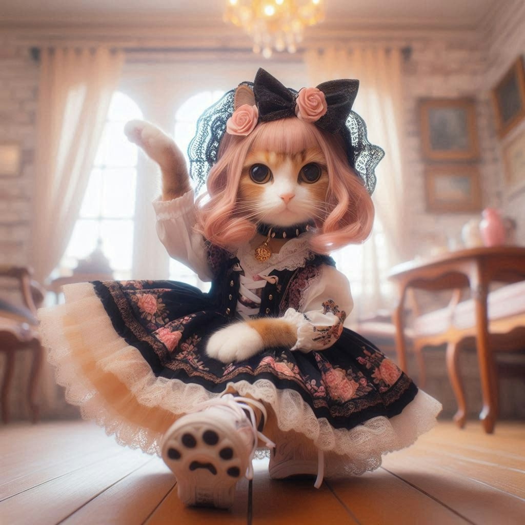 お茶会に来た猫