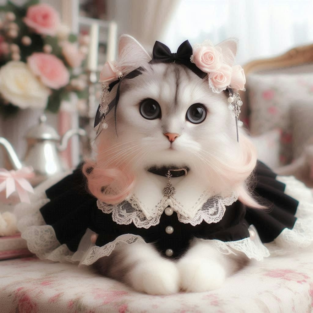 お茶会に来た猫