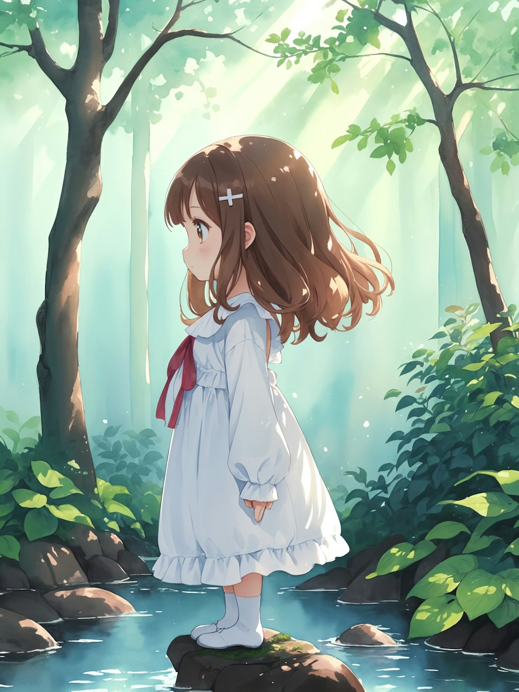 chibi girl in forest