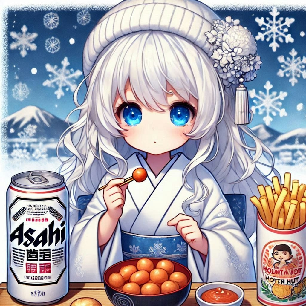 ビールと肴と雪女の少女