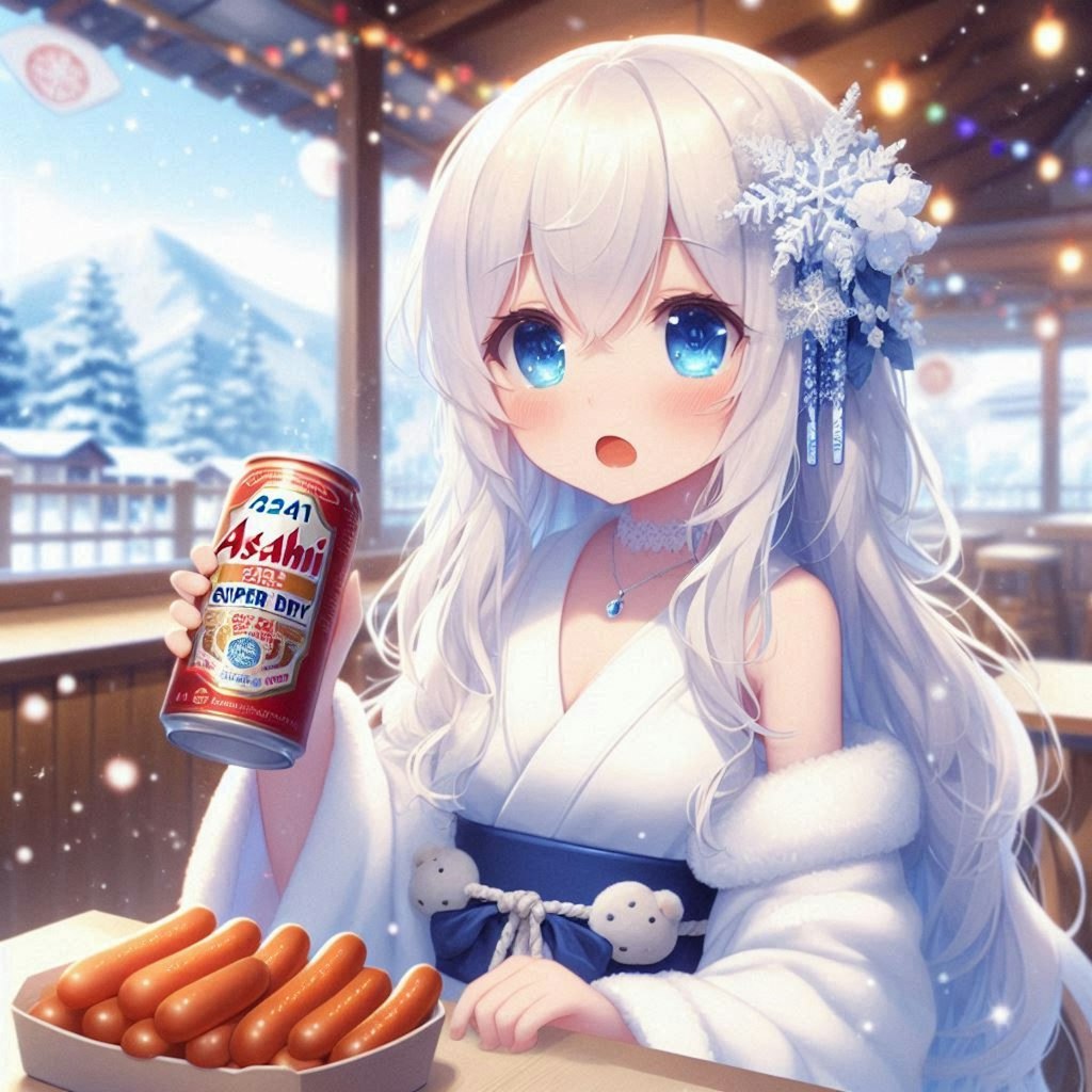 ビールと肴と雪女の少女