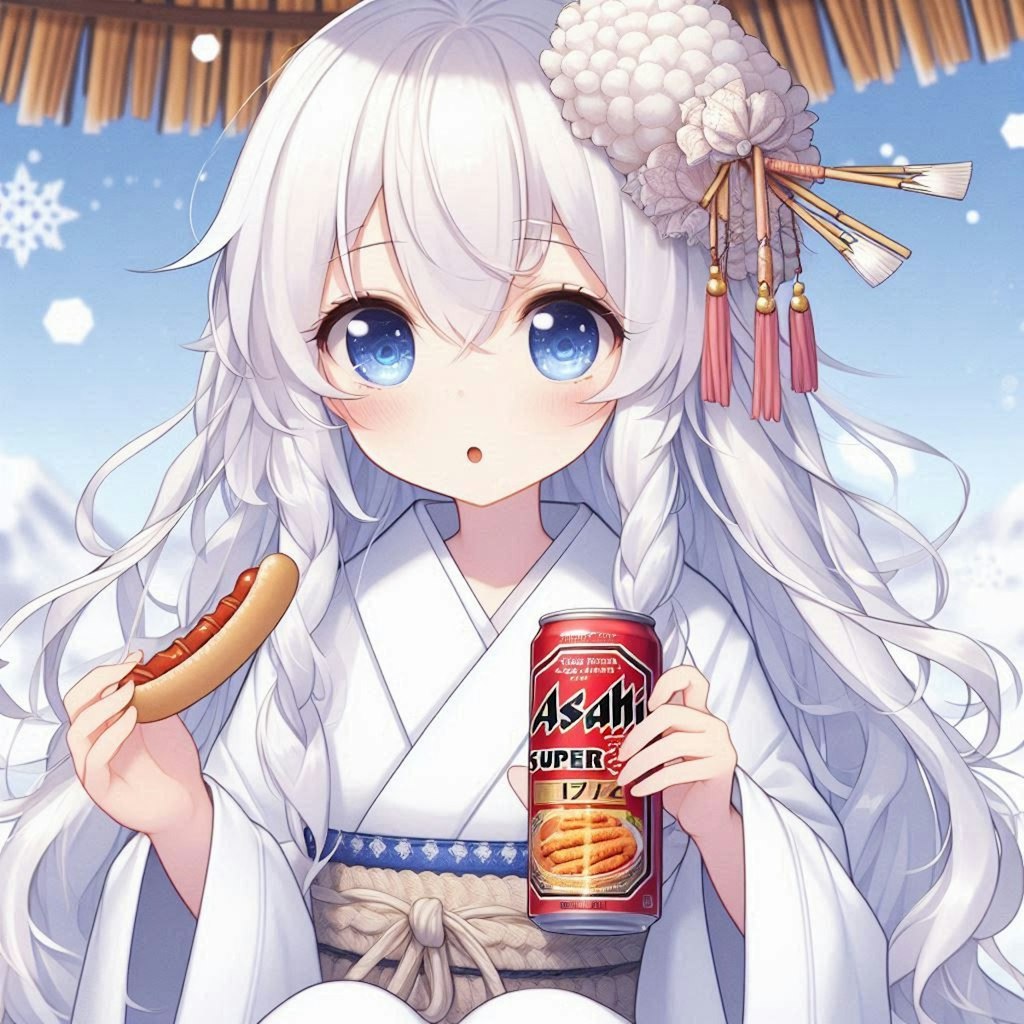 ビールと肴と雪女の少女