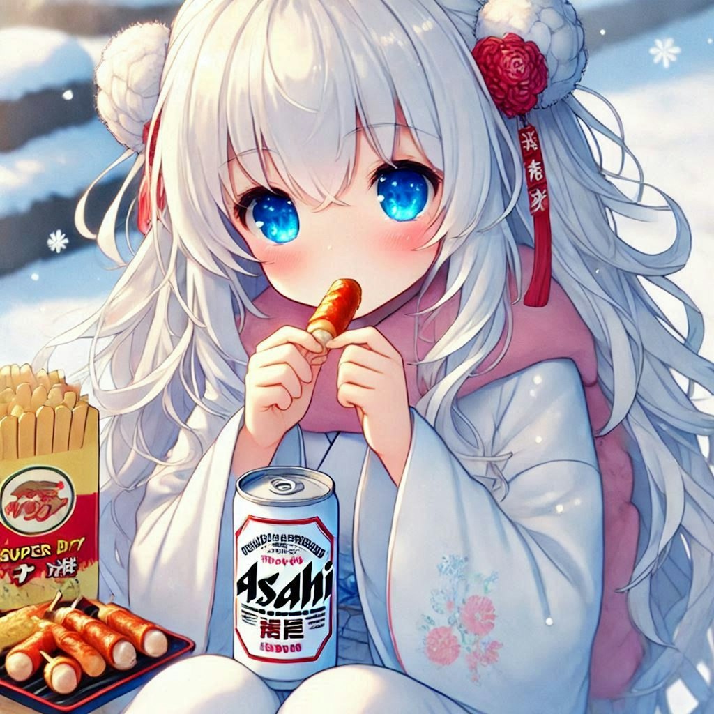 ビールと肴と雪女の少女