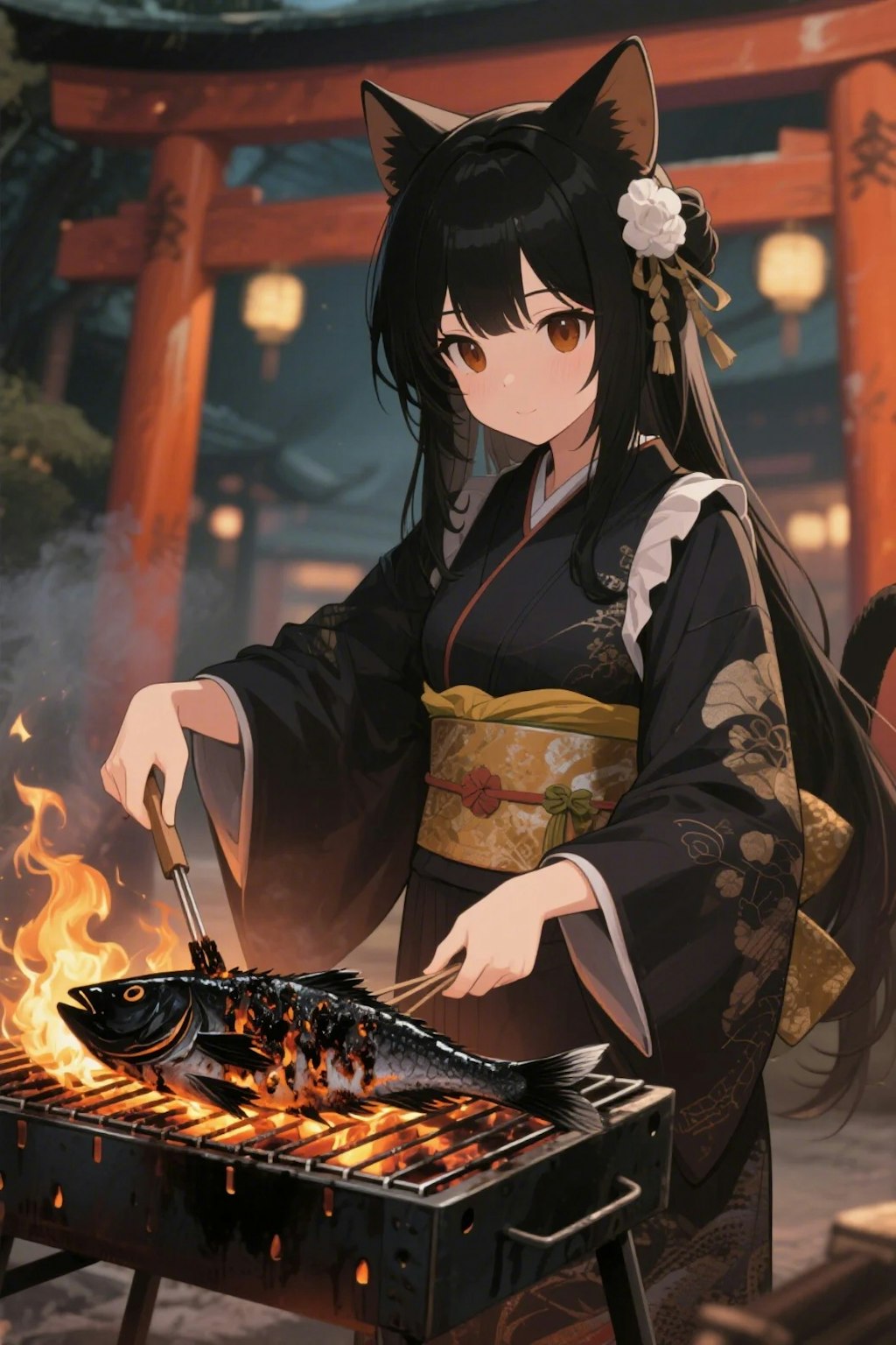 おさかにゃを焼くさくらちゃん