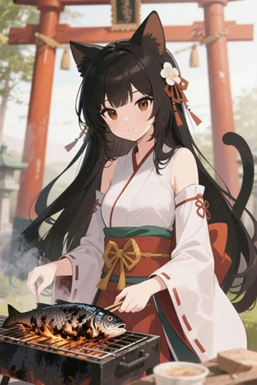 おさかにゃを焼くさくらちゃん